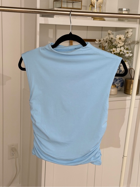 Abercrombie & Fitch Tops - Abercrombie & Fitch Light Blue Sleeveless Ruched Tank